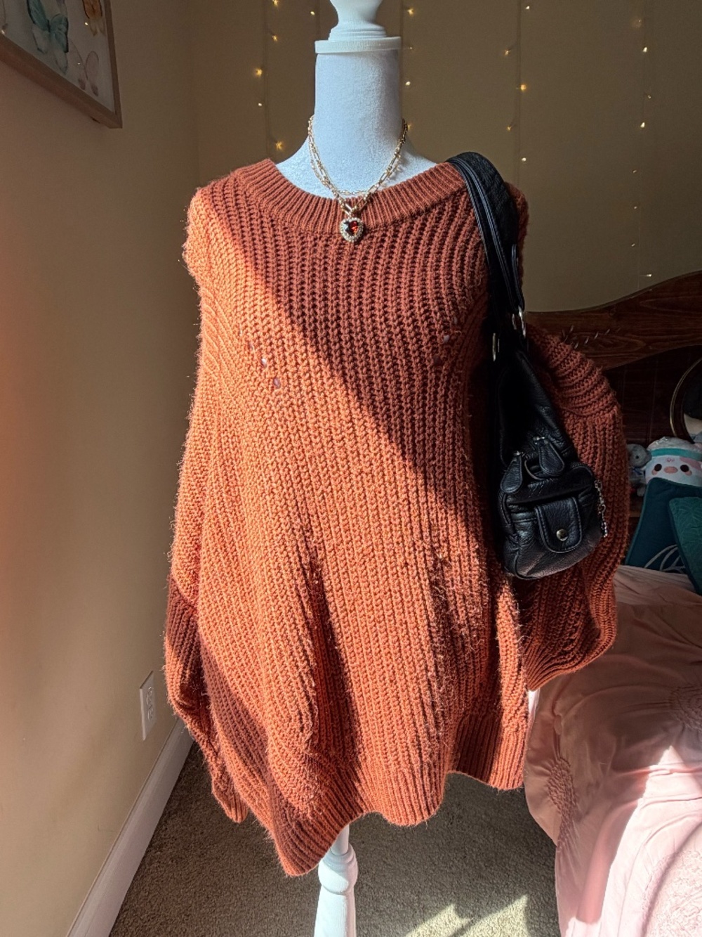 Rustic orange oversized knit sweater